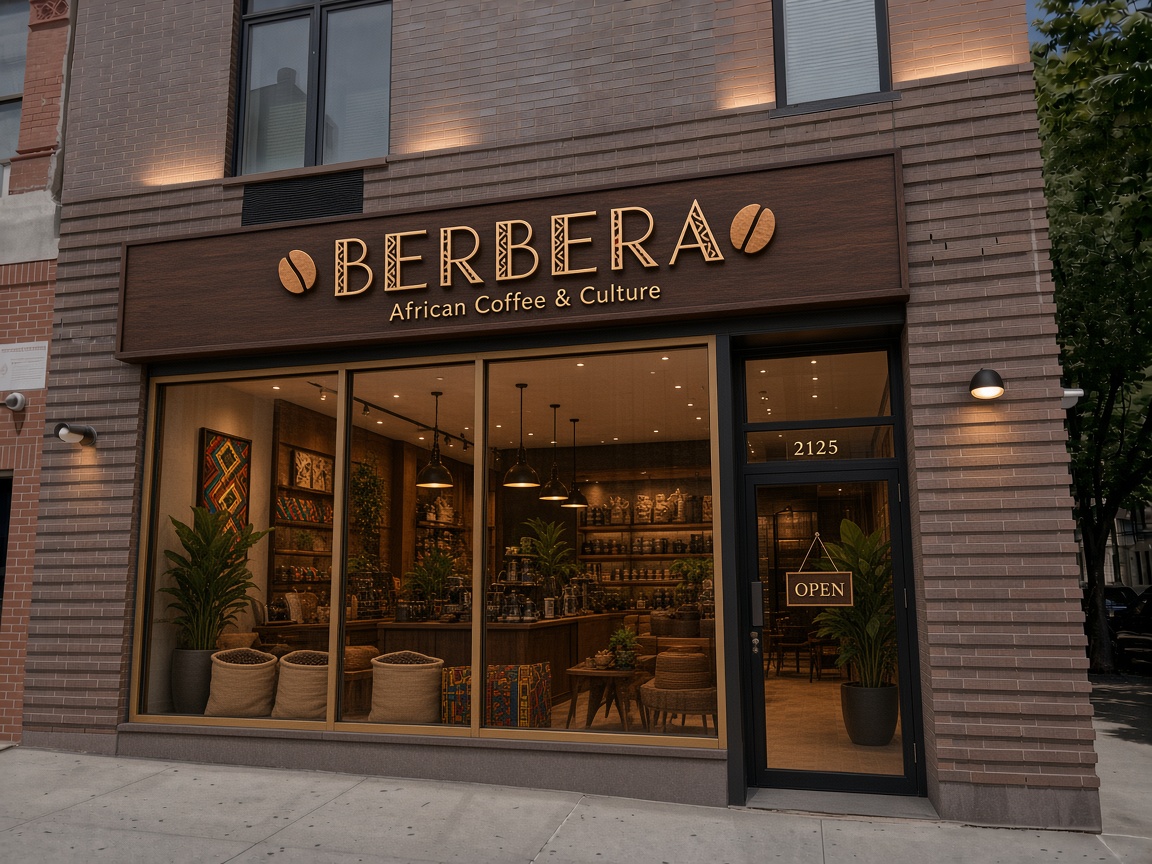 Mockup of the retail space: Berbera African Coffee & Culture storefront